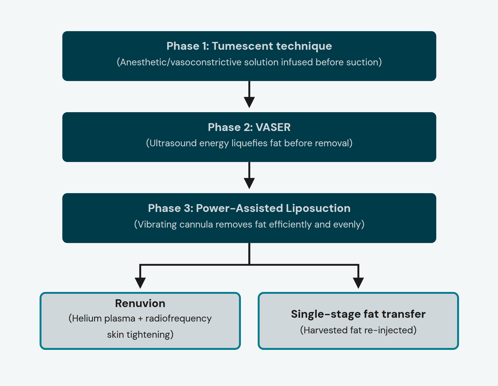 Figure 1. Dr. Sajan's layered liposuction and body-contouring process.